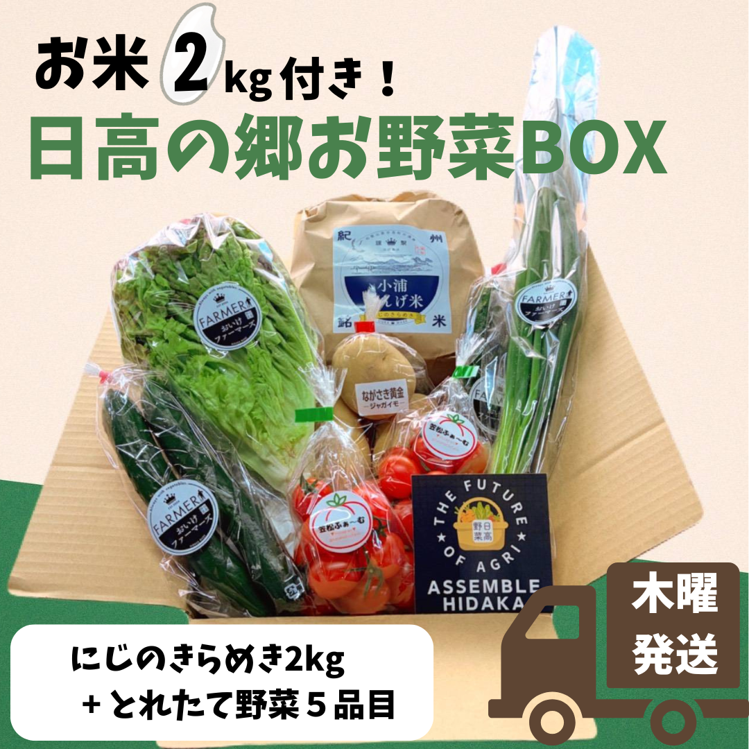 毎週木曜発送！お米2kg入り日高の郷お野菜BOX | 5STAR MARCHE