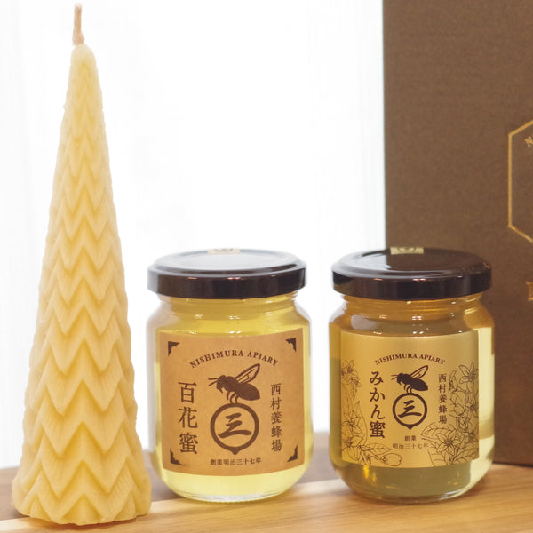 みつろうキャンドルとはちみつのセット