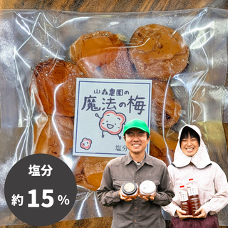 【梅】山森農園の無添加梅干し「魔法の梅」塩分15％ (154g~)