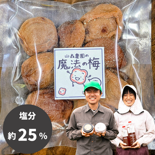 【梅】山森農園の無添加梅干し「魔法の梅」塩分25％ (154g~)